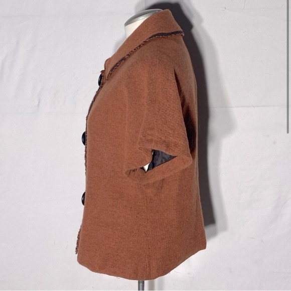 Iris Setlakwe Orange Wool Short Sleeve Button Up Blazer Jacket 8 - Picture 2 of 13